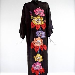 VTG 70's India Hand Blocked Long Silk Kimono